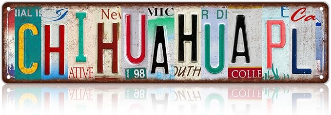 Vintage Chihuahua Pl Wall Decor Street Signs Metal Tin Signs 16 x 4 Inches
