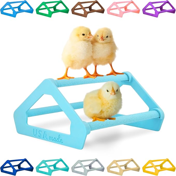 Roosting Perch for Baby Chickens, Chick Brooder Coop Training Toy Accessory, Easy Click Together Assembly, Durable Plastic, Mix and Match Colors, USA Made (Baby Blue, 1 Pack)