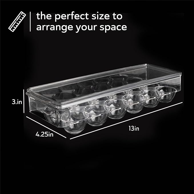 Egg Holder for Fridge 12 count 2 Pack Egg Container for Refrigerator Clear Stackable with Lid & Handles