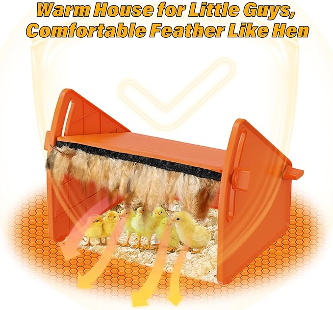 Heating Brooder Plate for Chicks Ducklings, Adjustable 3 Levels Temperature Brooder House for Keeping Poultry Warm(Orange, L)