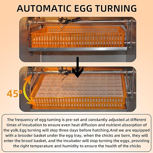 XKV 440 Egg Incubator with Automatic Egg Turning,Temperature Control and Humidity Control,Hatching Eggs,Chicken,Ducks,Poultry,Industrial Brooding Machine Chicken Incubator for Farm,Lab,Home,Indoor