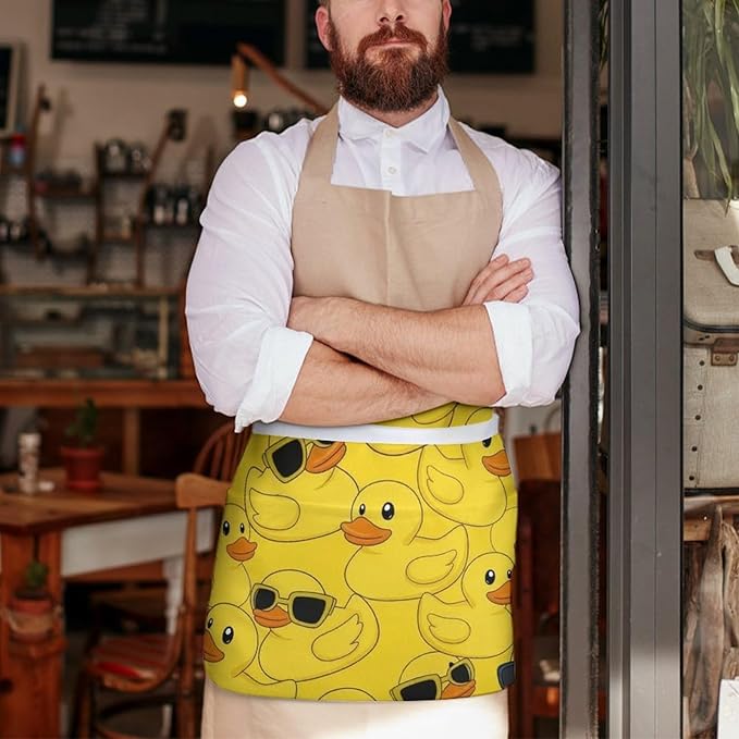 Server Apron with 3 Pockets Waist Waiter Waitress Half Apron Short Aprons