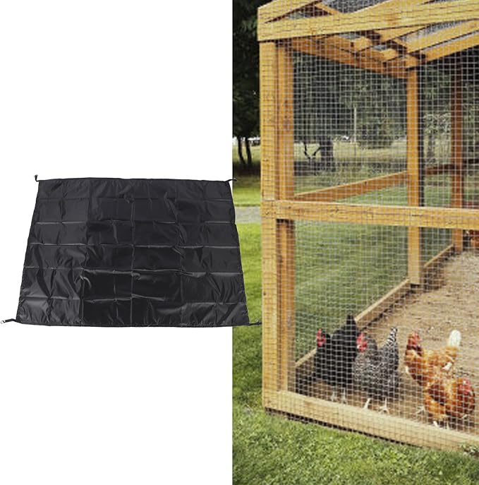 TOPINCN Chicken Coop Shade Cloth, Water Proof Silver Coated Oxford Fabric, Easy Setup 57 x 43in Tarp Cover for Gardens, Patios, Chicken Coops