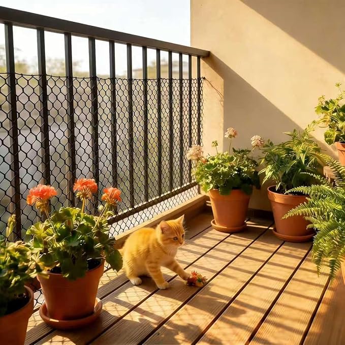Plastic Chicken Wire Mesh Fencing, 15.7IN x 32.8FT Rigid Plastic Wire Mesh Fence Roll, Garden Balcony Fencing Barrier Netting for Farms, Poultry, Yards, Dog, Cat (0.4m x 10m)
