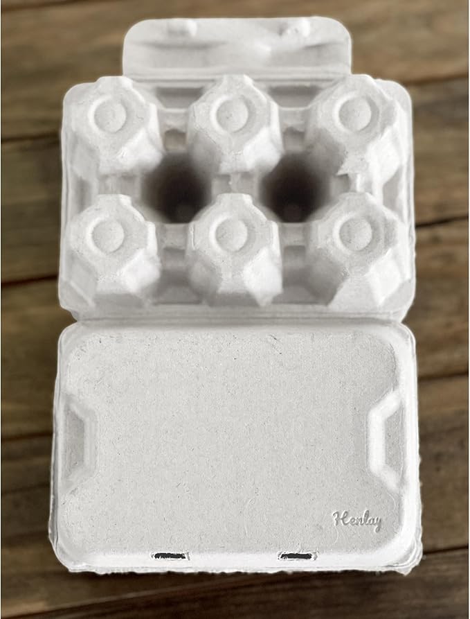 Henlay White Half Dozen Duck Egg Cartons – Holds 6 Jumbo Eggs – Blank Top for Custom Labels – Eco-Friendly Paper Pulp – Ideal for Farm Fresh or Backyard Eggs - 20 Pack