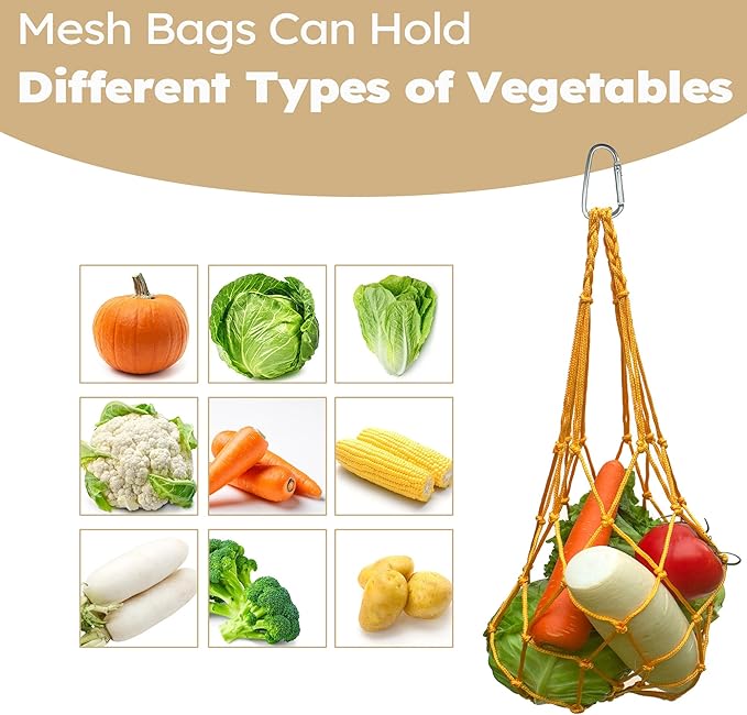 Chicken Vegetable Hanging Feeder 2PCS, Reusable String Bag Net Hanging Feeder for Chickens Ducks Coops Toy, Enrichment Toys, Treat Holder, No Waste Poultry Accessory(Yellow)