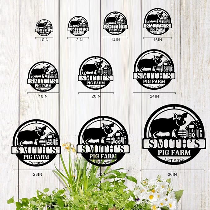 Personalized Hanging Metal Farm Signs, Personalized Outdoor Ranch Sign, Outdoor Farm Signs,Last Name Metal Sign,Custom Large Farmhouse Sign (Design 6)