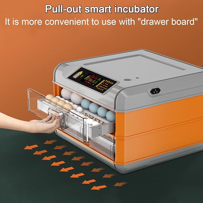 Automatic Incubator, Egg Incubator, with Automatic Temperature and Humidity Control Chicken Incubators for Hatching Eggs,192Eggs,64Eggs