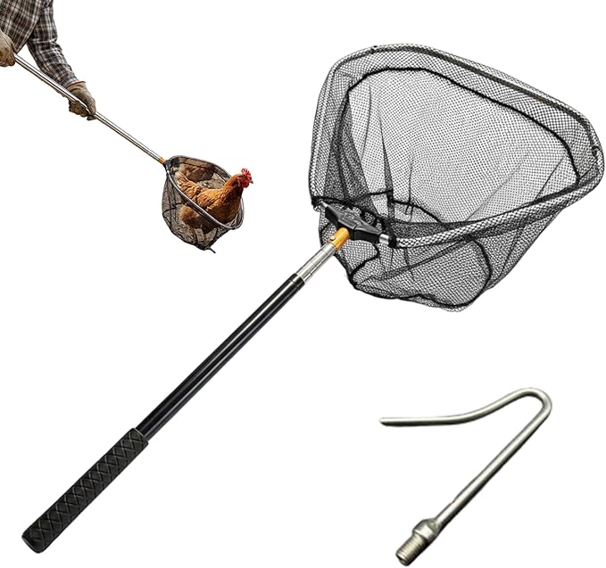 Chicken Catching Net, Telescopic Chicken Catcher with Stainless Steel Tube Extension, Poultry Hook for Birds, Dogs, and Small Animals, Décorations de Jardin