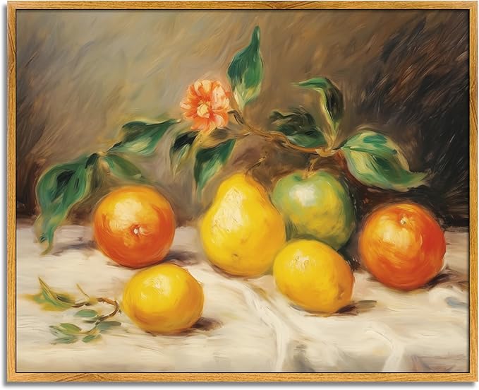 Vintage Fruit Still Life Prints Pear Orange Wall Art Rustic Fruit Prints Still Life Artwork Modern Farmhouse Wall Art Lemons Orange Poster Vintage Lemon Picture Retro Kitchen Framed Paintings 8x10in