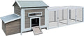 118'' Large Chicken Coop with Run, Wooden Duck Hen House for 3-5 Chickens, Outdoor Chicken Run Poultry Rabbit Cage with Nesting Box, Free-Range Door & Pull-On Tray Gray