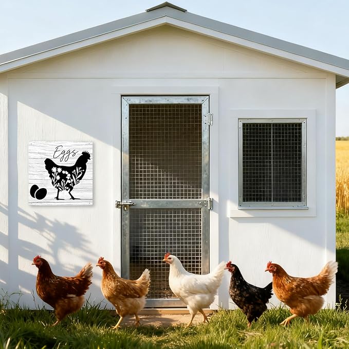 Kitchen Farmhouse Decor Floral Chicken Kitchen Decor Farm Style Decoration Rustic Farm Animal Signs for Home Yard Patio 8×8 Inches Tin Sign