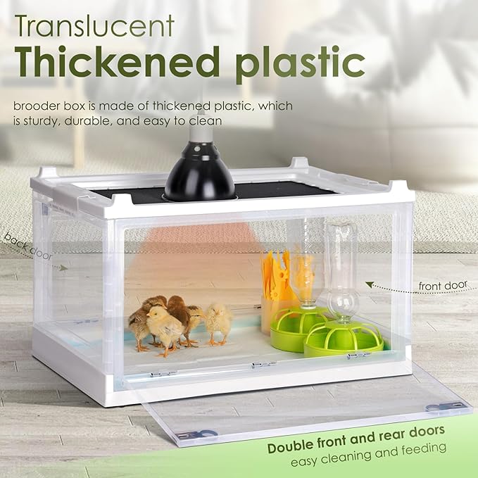 Brooder Box for Chicks, Chicken Brooder Box Warms Up to 25 Chicks Adjustable Temperature Poultry Breeding Box Heater for Duckling Chick Quail Birds, with Humidifier and Metal Sunroof