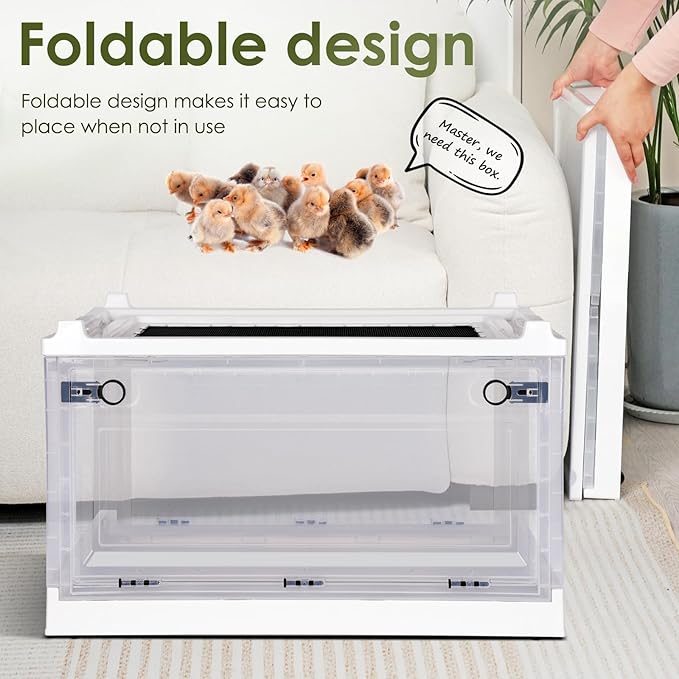 Brooder Box for Chicks, Chicken Brooder Box Warms Up to 25 Chicks Adjustable Temperature Poultry Breeding Box Heater for Duckling Chick Quail Birds, with Humidifier and Metal Sunroof
