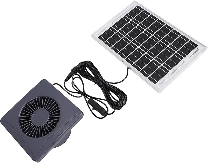 Solar Powered 4 Inch Exhaust Fan with 6W Monocrystalline Silicon Solar Panel for Chicken Coop Greenhouse Shed Pet House, Easy Installation