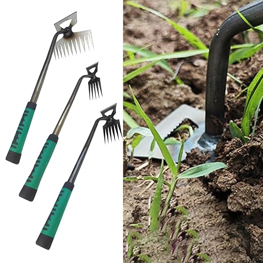 3pcs Outdoor Garden Weed Puller Tool with 5/6/11 Teeth Artifact Uprooting Weeding Tool Suitable for Backyard Farm Weeding