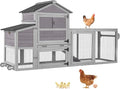 Aivituvin Mobile Chicken Coop with Wheels for 4-6 Chickens, Backyard Expandable Chicken House Duck Cage with Run, 2 Nesting Boxes, Easy Clean Pull-Out Tray, Leak-Resistant Asphalt Roof, 82.4"(Grey)