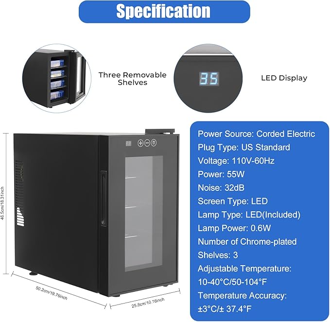 Reptile Incubator, 6.08Gal Portable Scientific Lab Incubator Digital Incubators Cooling Small Reptiles Eggs Temperature Control with LED Display & 3 Tier Removable Shelves for Hatching Chicks