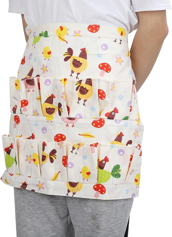 Eggs Collecting Protective Apron with Multiple Pockets, Cotton Twill, Durable and Washable - Heavy Duty Design, Convenient Egg Gathering for Women (Large: Approx. 17.6x16.2x15cm / 6.93x6.38x5.91in)