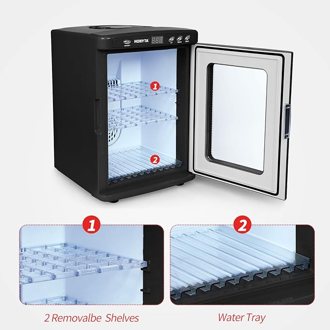 RYFT Incubators for Hatching Eggs, 25L Portable Reptile Scientific Lab Incubator with 5°C-60°C, 12V/110V Heating and Cooling for Small Reptiles (Black)