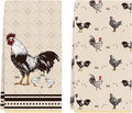 Cheroloven Chicken Kitchen Towels, 2 Pack Vintage Dish Towels, Chicken Mom Gifts for Women, Farmhouse Kitchen Bathroom Decor, Birthday Housewarming Gifts for Rooster Lovers