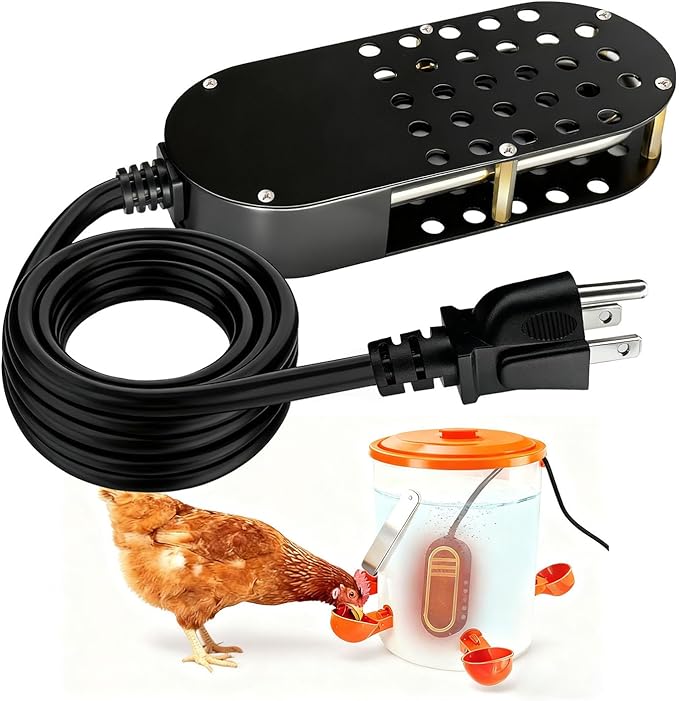 250W Chicken Waterer Heater, Thermostatic Control Chicken Waterer Deicer Ice Melter for Bird Duck Goose