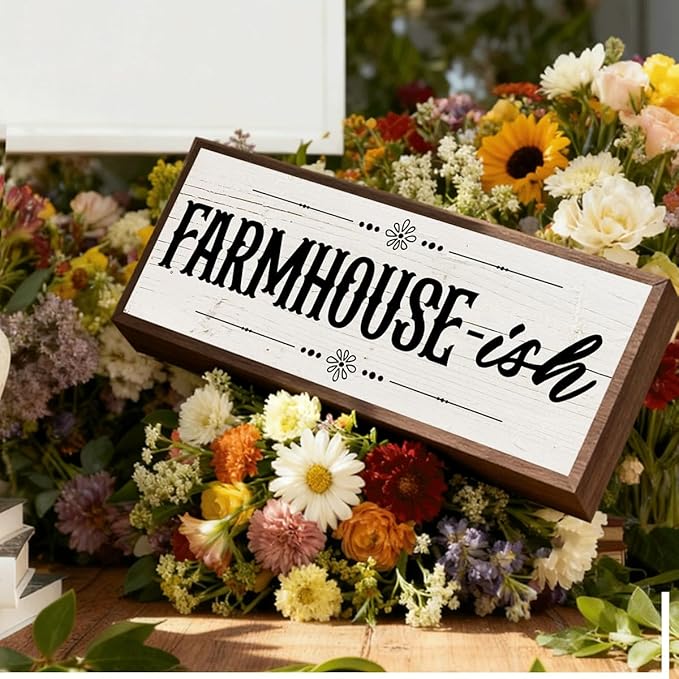 Farmhouse-ish Sign, Cottage Decors, Decorative Wooden Wall Plaque for Indoor Outdoor Decor, Farmhouse Home Decor for Entryway, Funny Farm Gift 9.5x3.1x1 inches