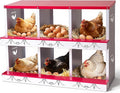 6 Hole Chicken Nesting Box for Laying Hens - Automatic Rollout Egg Collection, Heavy Duty Metal Nesting Boxes with Swing Perch for Chicken Coops, Secure & Easy Clean Poultry Nest Box