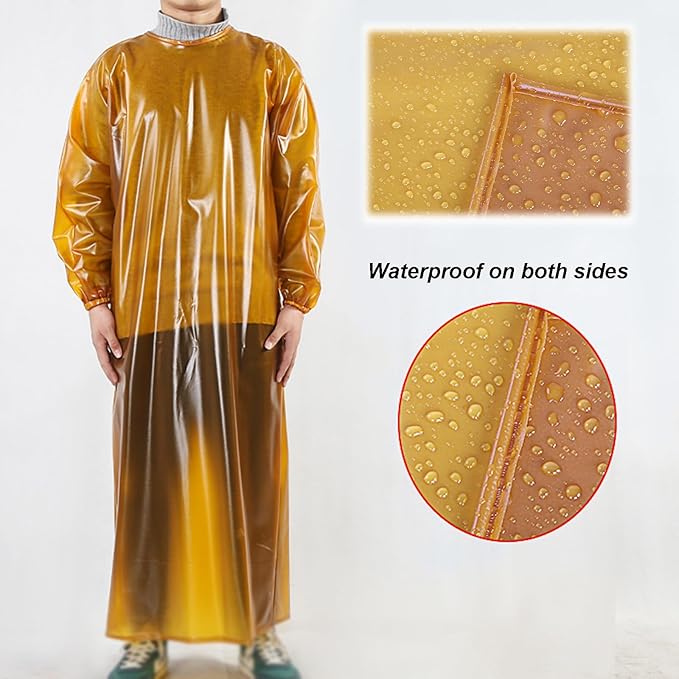 Extended Industrial Apron Double-sided Waterproof and Greaseproof Overalls Home Kitchen Apron Back Tie Design Unisex Oxford Coverall Wide Elasticated Tight Cuffs ( Color : Red , Size : 125x120cm/49.2x