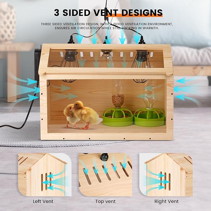 Chicken Brooder Box for Chicks Brooder Box with Thermostat Poultry Breeding Box with Feeder and Water for Chick Quail Duck Parrot Hamsters and Lizards