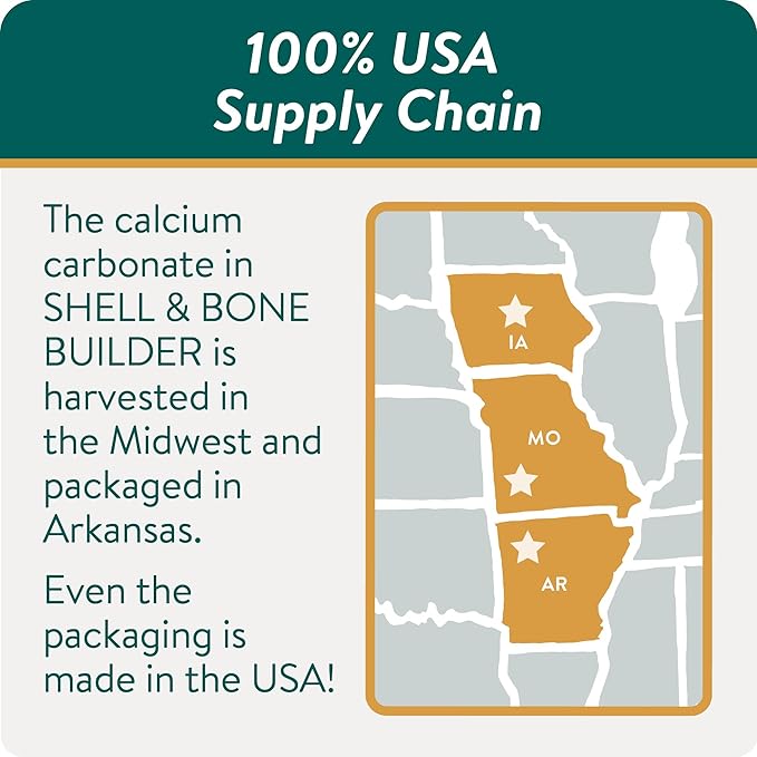 Shell & Bone Builder for Chickens - All Natural Calcium Supplement for Laying Hens to Support Strong Eggshells and Bone Health, Poultry Mineral Feed for Chickens, Made in The USA, 5 lbs