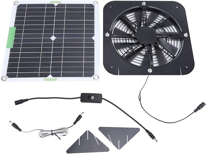 100W Solar Exhaust Fan for Chicken Coop: 13.5Inch Solar Powered Ventilation Fan for Greenhouse, Shed, Rv and Dog House