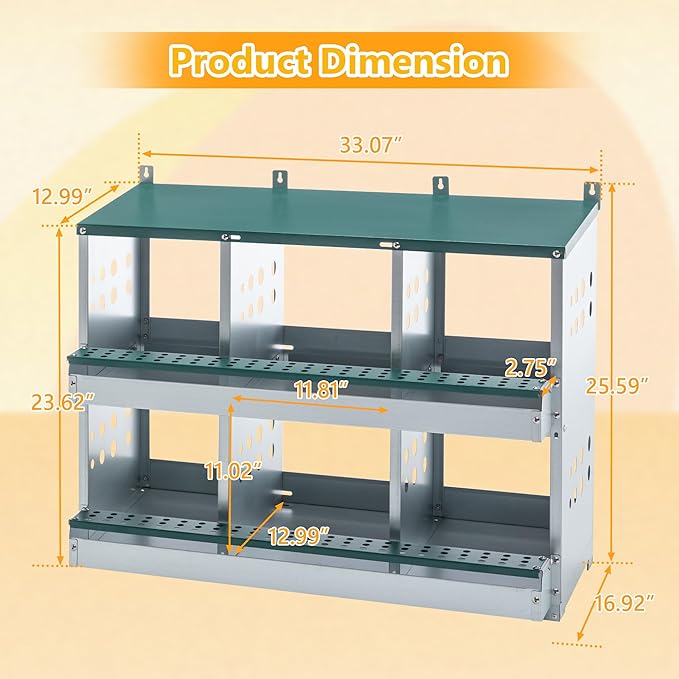 Nesting Box for Chickens Laying Eggs,Roll Away Chicken Nesting Boxes with 6 Compartment,Wall Mountable Metal Chicken Nesting Box,Roll Out Nesting Boxes for Hens,Green