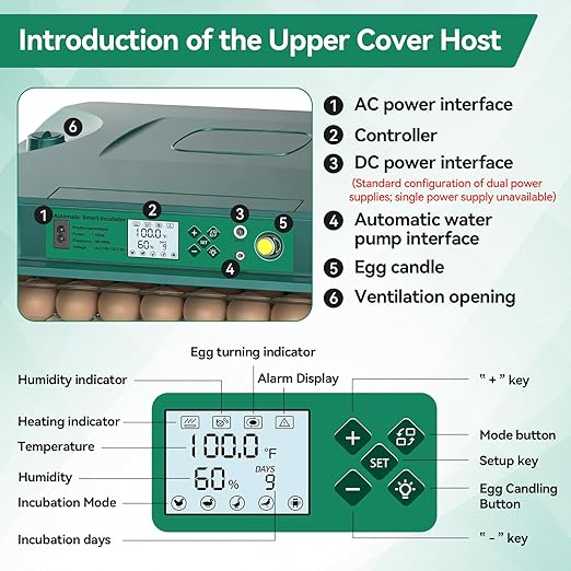 Incubators for Hatching 196 Eggs with Automatic Egg Turning,Temperature & Humidity Control- Automatic Water Pump, 5 Automatic Incubation Modes, for Chicken, Duck, Goose, Pigeon, Quail, Parrot Eggs