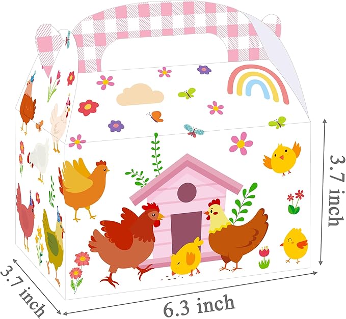 umoni Chicken Party Supplies Little Chick Birthday Favor Box 12PCS Chicken Theme Gift Box Farm Animals Treat Boxes for Barnyard Baby Shower Party Decor