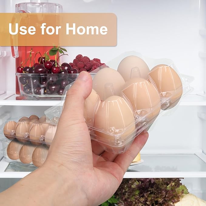 Plastic Egg Cartons Bulk 2x3 Egg Holders Style Holds 6 Eggs - Half Dozen Storage Perfect for Family Pasture, Groceries Chicken Farm, Refrigerator Storage (6 Grids) 50 Pack