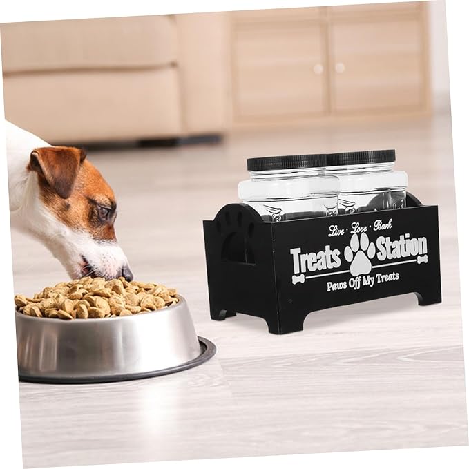 YARNOW 1set Farmhouse Wooden Dog Food Storage Box Airtight Canister Holder for Pet Treats and Snacks Capacity Organized Design for Easy Access for Multiple Pets