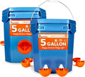Chick Feeder and Waterer Set Bucket, Automatic Chicken Waterer 5 Gallon, No Waste Poultry Feeding System, Hanging Chicken Feeder Kit with Cups and Ports, Chicken Coop Accessories, 44Pound
