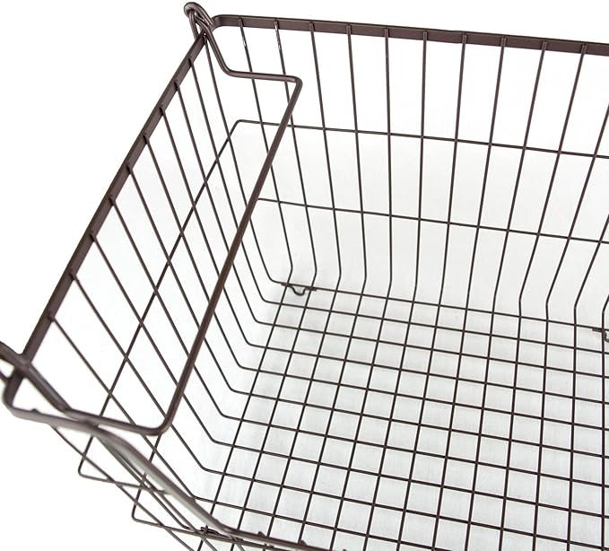 DII Metal Wire Mesh Stackable Utility Storage Bin, Medium Rectangle, 13x11x9, Cool Gray