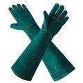 Gardening Gloves 23.6", Thorn-Resistant Long Gauntlet, Split Cowhide Leather Protective Gloves with Reinforced Palm, Fireplace/BBQ/Forge, Welding Heat-Resistant, Animal Handling Bite-Resistant