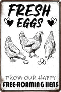 Retro Funny Chicken Tin Sign,Vintage Chicken Coop Metal Poster, Farm Wall Art Decor for Outdoor Home Fence Kitchen Bedroom,Gifts 8×12 Inches (FRESH EGGS)