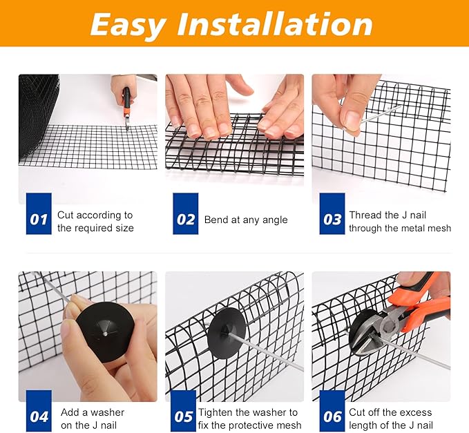 Solar Panel Bird Proof Cover Black Heavy-Duty PVC 1/2 inch 6in * 50FT Bird Proof Rolling net kit Solar Panel Animal Protection Device, can Prevent Pigeons and Birds from Entering The Room