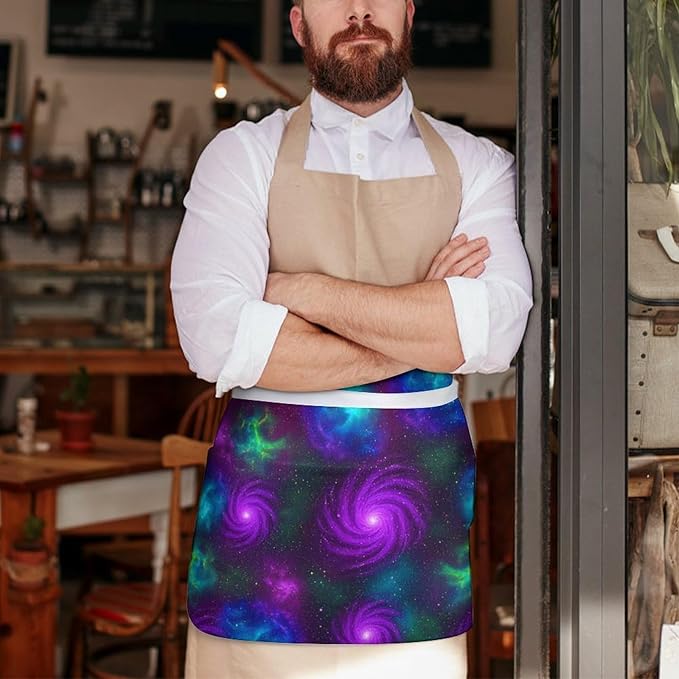 Half Apron with 3 Pockets Chef Cooking Kitchen Restaurant Aprons for Women Men