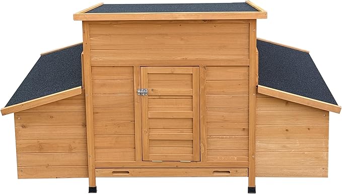 RUNVA Chicken Coop, Large Wooden Chicken Hutch with 6 Nesting Boxes, Outdoor Hen House,Small Animal Cages, Duck Houses