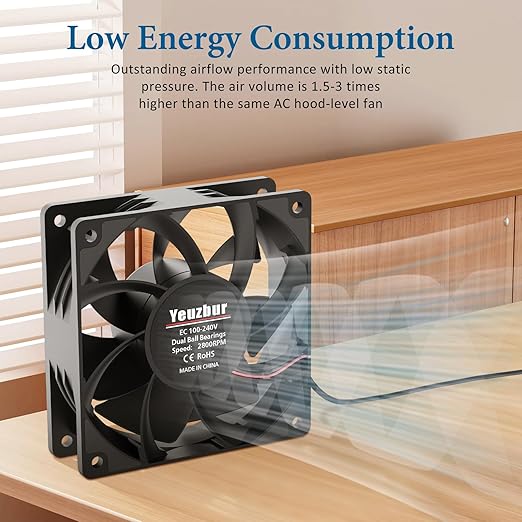 EC Axial Fan, Yeuzbur AC Vent Fan 110V 120V 240V Small Exhaust Fan 120mm x 38mm, for DIY Cooling Ventilation Exhaust Projects