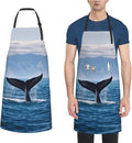 Kitchen Aprons for Men Women Waterproof Apron with 2 Pockets Whale Tail Apron Adjustable Bib Aprons