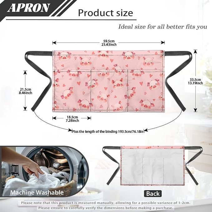 Waistress Apron with Pockets Coffee Waiter Apron Long String Chef Half Aprons for Cooking Kitchen Hairdresser
