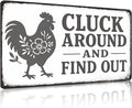 Chicken Coop Tin Sign Farmhouse Wall Decor, Funny Rustic Chicken Decor for Kitchen Home Garden Poultry Habitat, Vintage Metal Sign Wall Art for Farmers, 12 x 8 Inch (Gray)