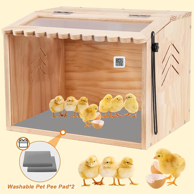 Chick Brooder Box, Brooder Box for Chicks, Pine,Quail Cage, Duck Brooder, Quail Cages, Ideal for Chicks, Ducks, Quails, Hamsters and Lizards,15.75'L x 11.8'W x 11.8'H