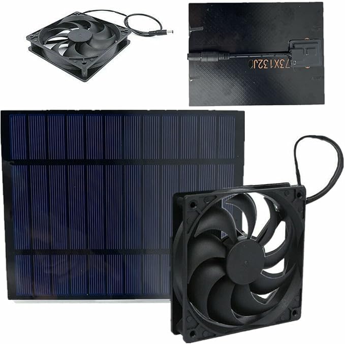 Solar Powered Exhaust Fan, 10w Single Solar Exhaust Fan for Shed Greenhouse Chicken Coop Solar Panel Window Fan Kit for Chicken Coops Greenhouses